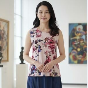Sleeveless Floral Blouse